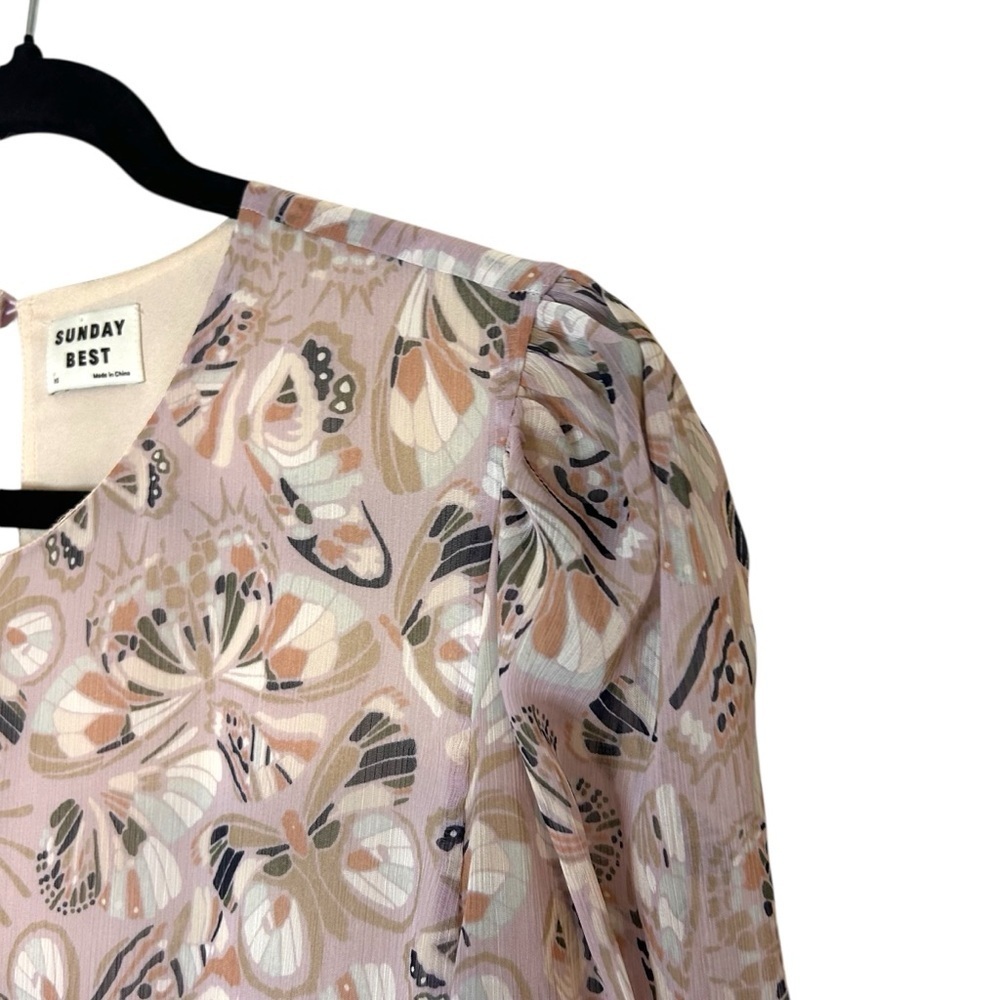 Aritzia Sunday Best Lillian Dress- Butterfly Print Babydoll Dress- Size XS - Picture 6 of 13